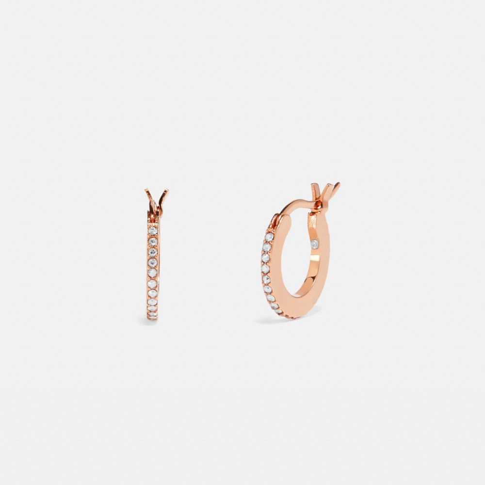 QA_AUTO Pave Huggie Earrings, Rose Gold/Peach, ProductTile