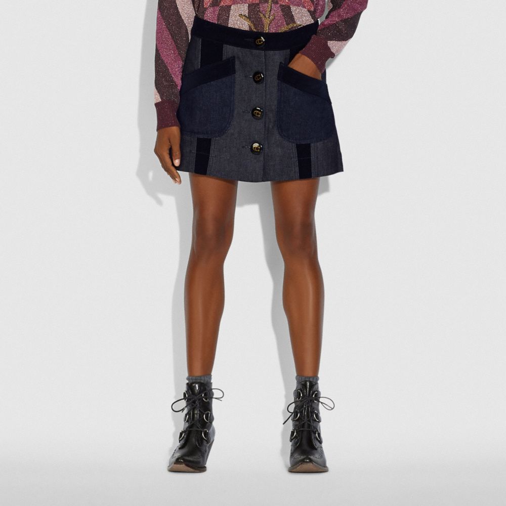 COACH Denim Skirt With Corduroy Detail
