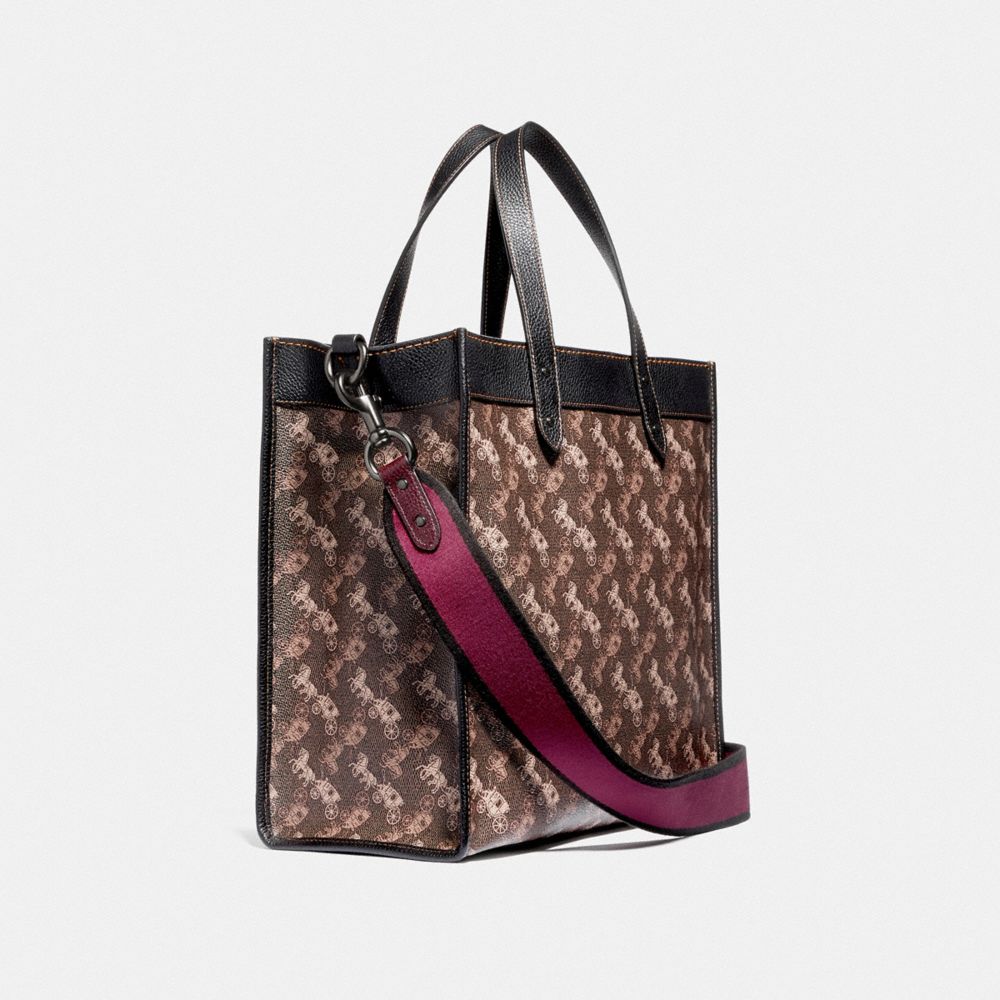COACH Field Tote With Horse And Carriage Print And Varsity Stripe