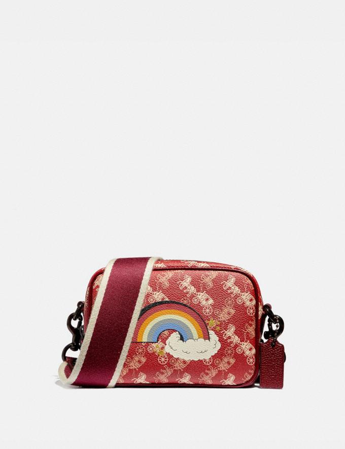 Coach Camera Bag 16 With Horse and Carriage Print and Rainbow V5/Red Deep Red   