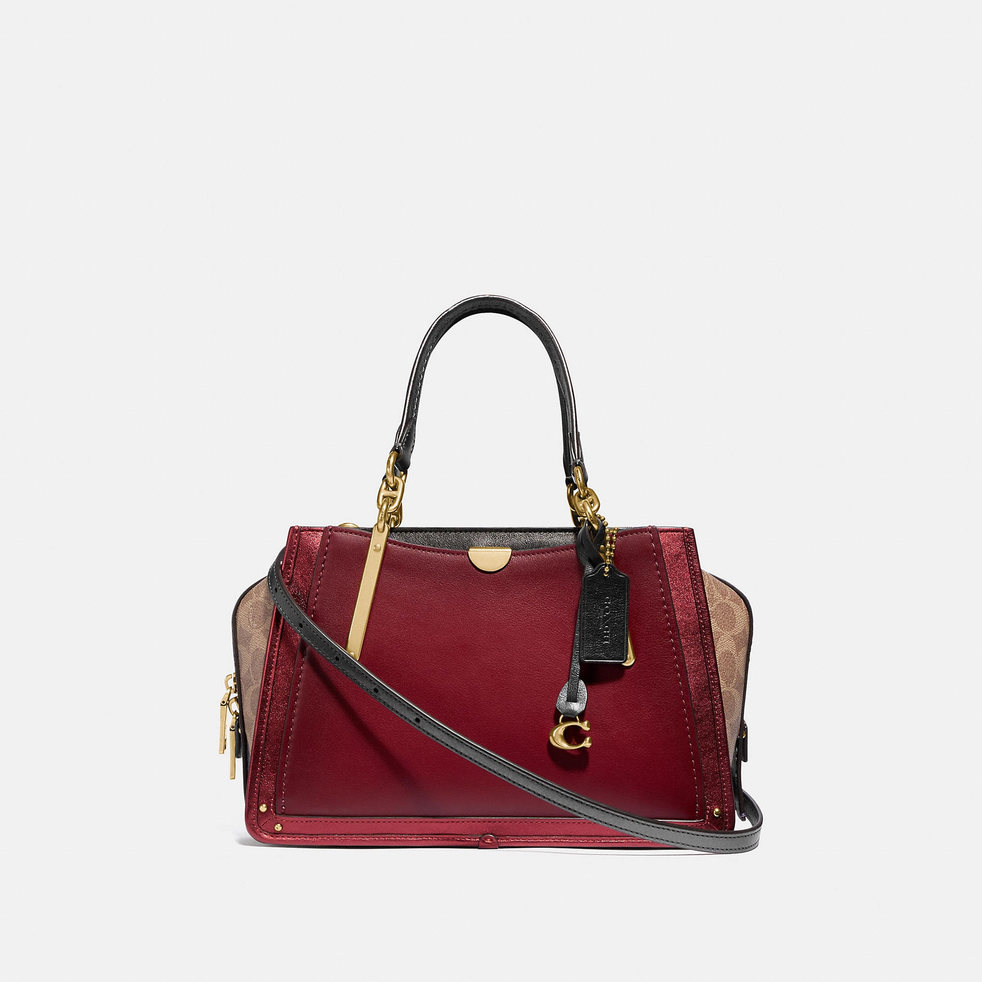 Coach Dreamer With Signature Canvas Blocking In Red In Brass/tan Deep Red