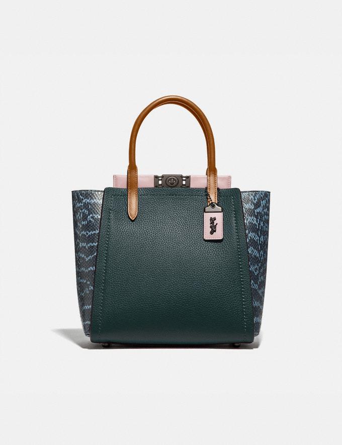 troupe tote with colorblock snakeskin detail
