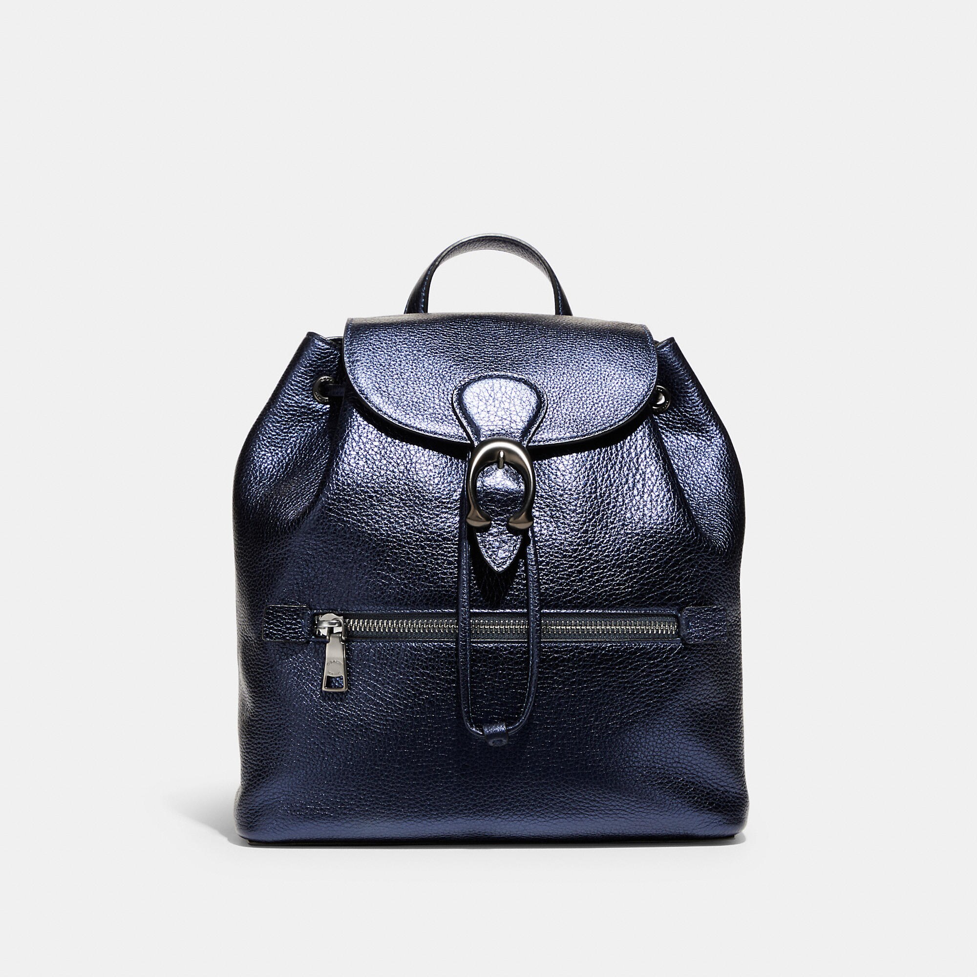 Coach Evie Backpack In V5/metallic Midnight Blue