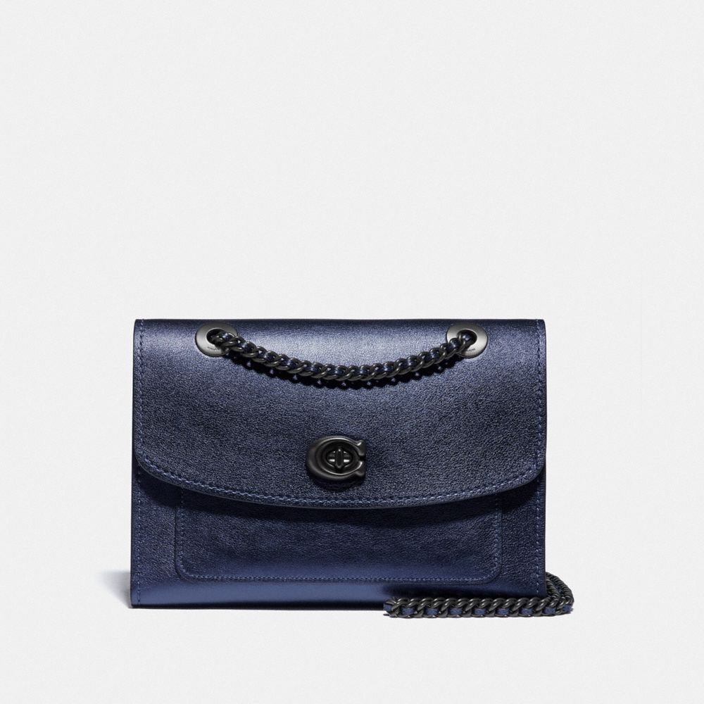 metallic blue coach purse