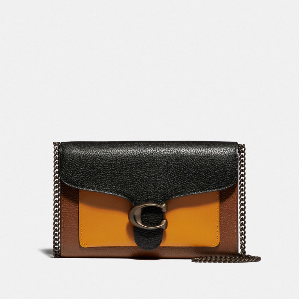 tabby chain clutch in colorblock