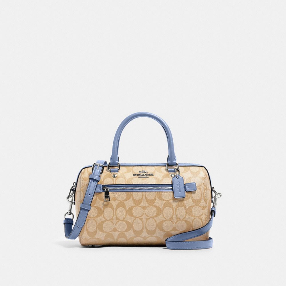 Coach Rowan Satchel in Signature Canvas Sv/Lt Kha/Periwinkle Deals Top Deals  