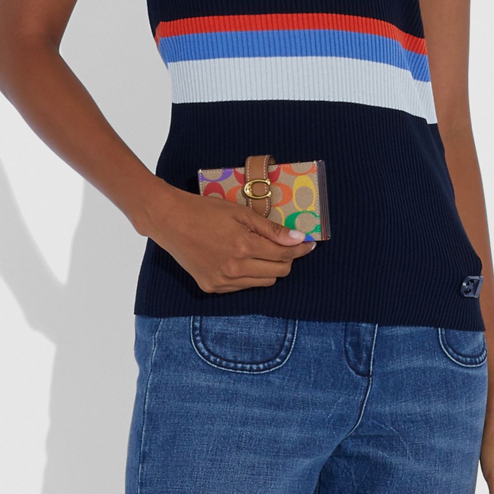 COACH Accordion Card Case In Rainbow Signature Canvas