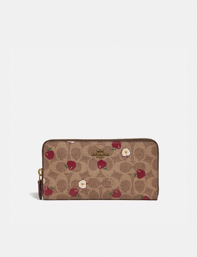 COACH: Accordion Zip Wallet In Signature Canvas With Scattered Apple Print