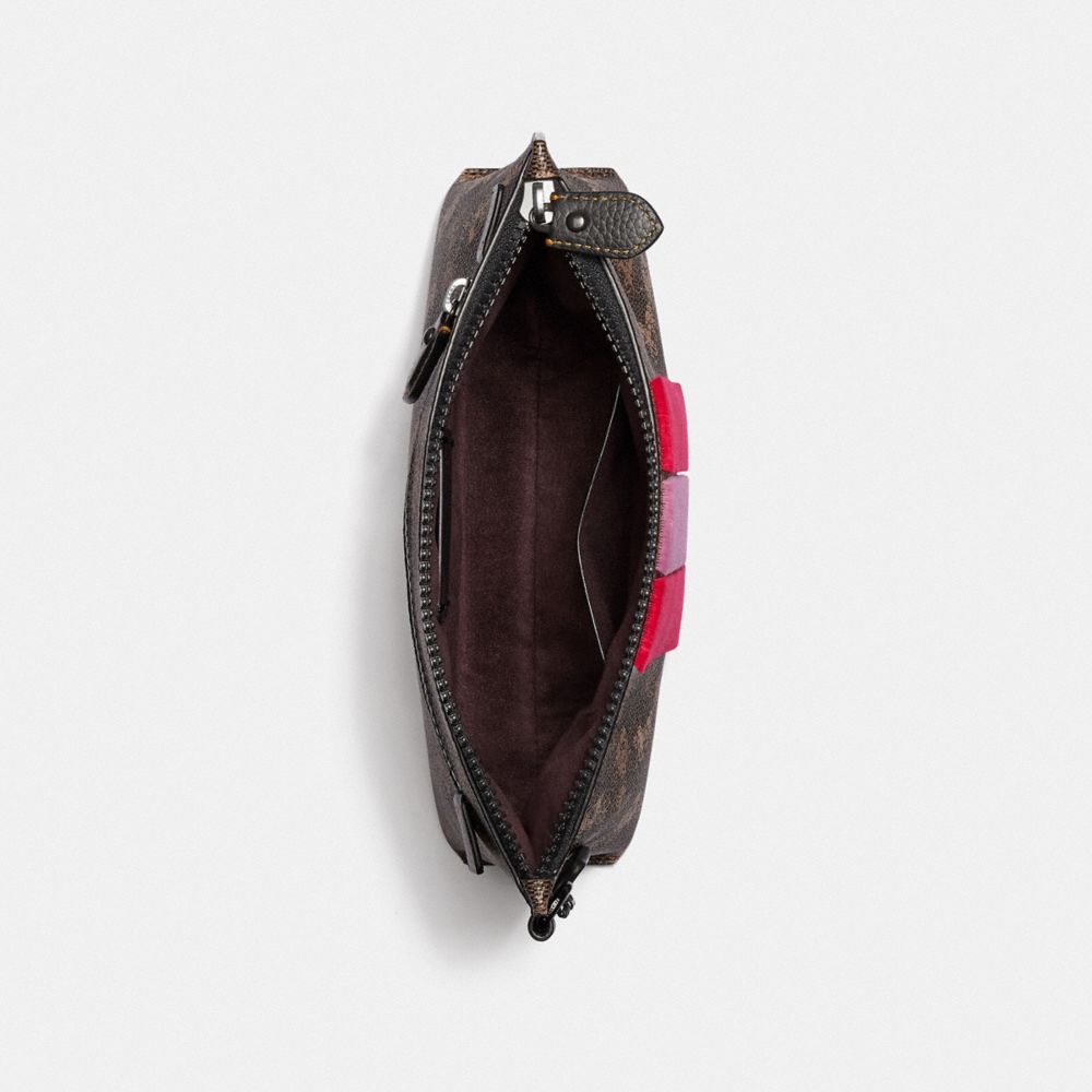 Coach Charlie Pouch With Horse and Carriage Print and Varsity Stripe Pewter/Brown Black VIP SALE Women's Sale Wallets & Wristlets Alternate View 1