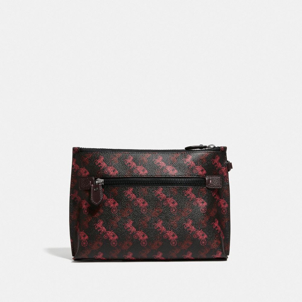 Coach Charlie Pouch With Horse and Carriage Print and Varsity Stripe Pewter/Black Oxblood New Featured Online-Only Alternate View 1
