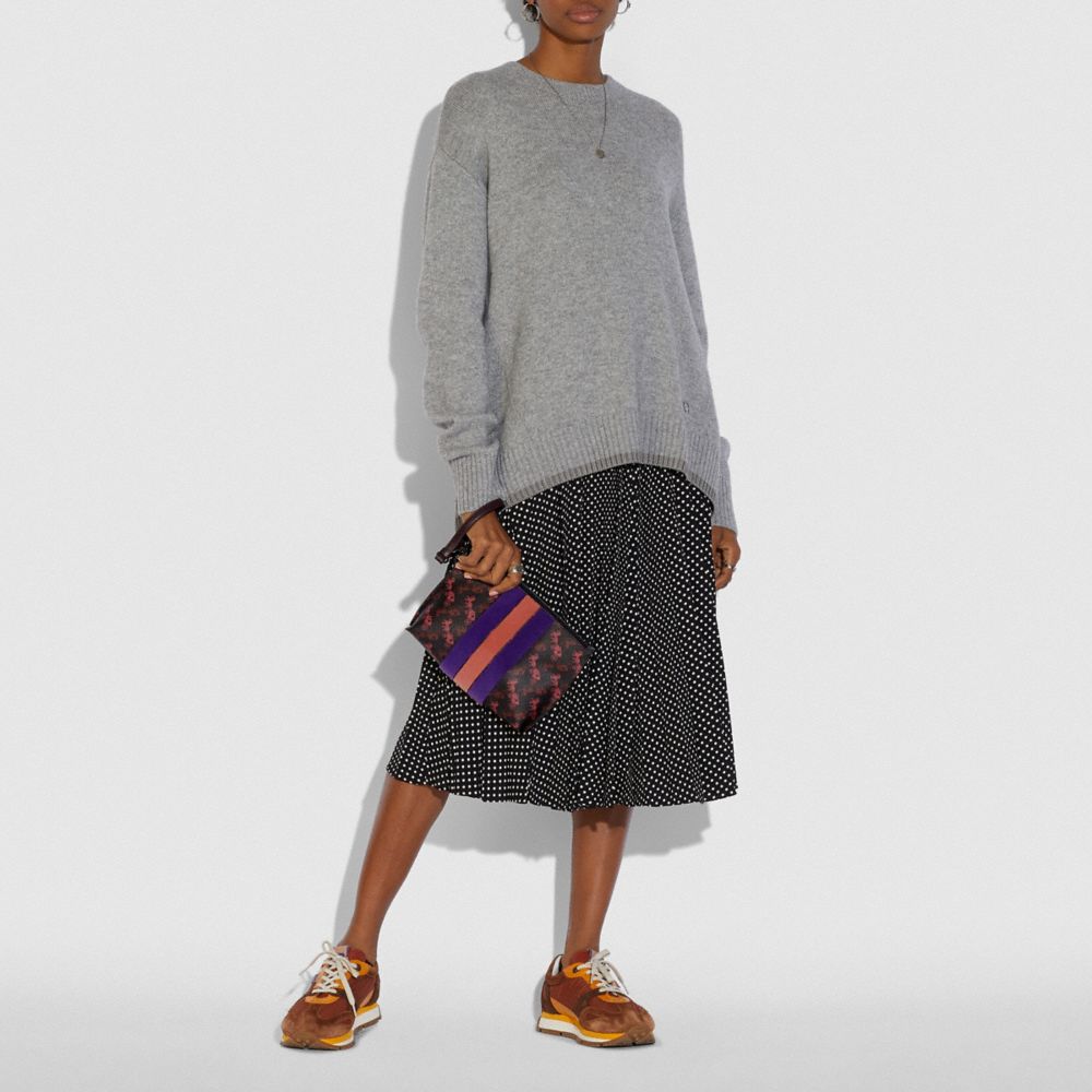 Coach Charlie Pouch With Horse and Carriage Print and Varsity Stripe Pewter/Black Oxblood New Featured Online-Only Alternate View 3