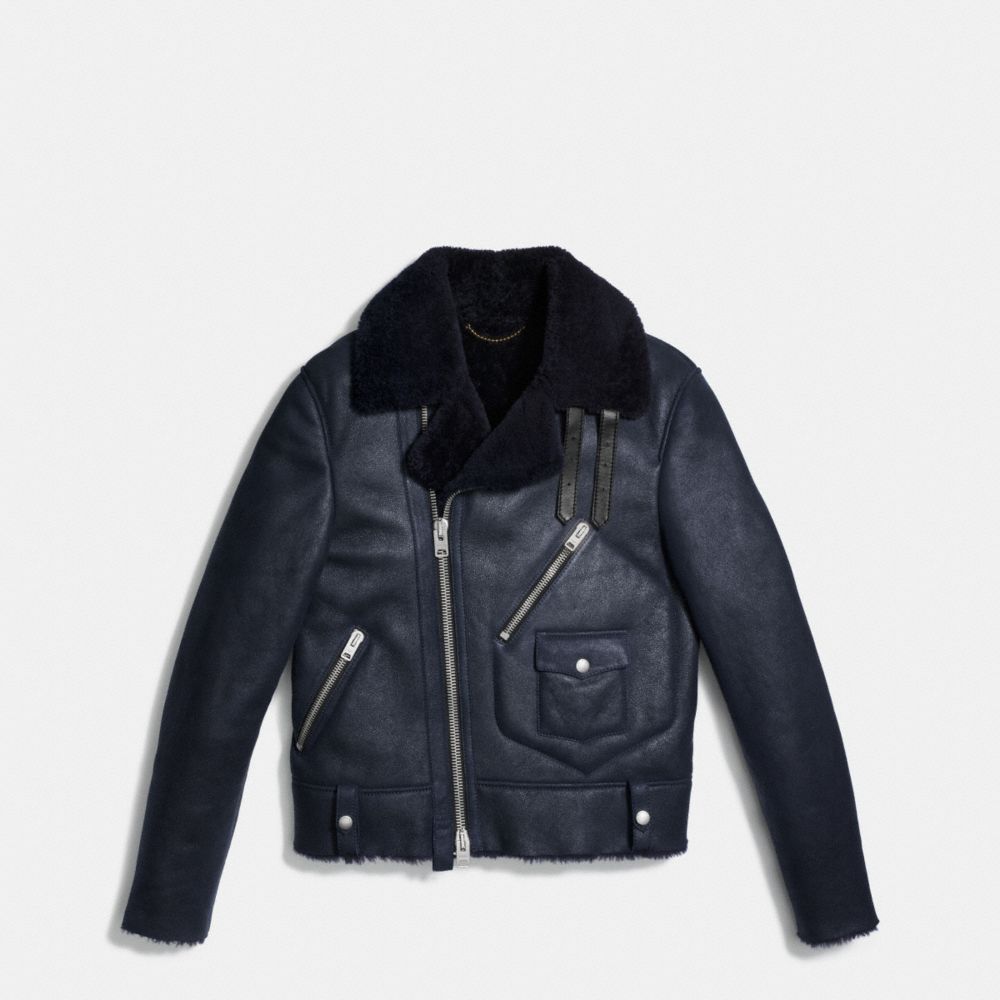 coach shearling moto jacket