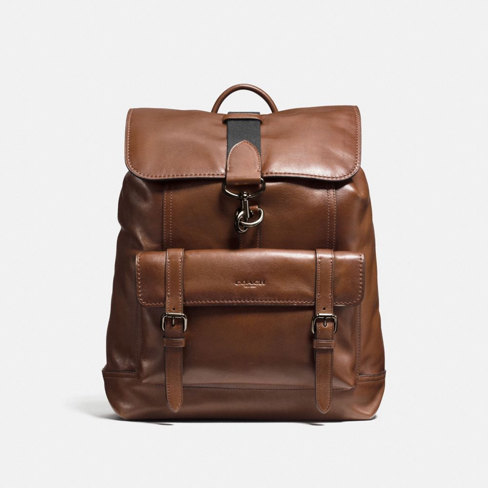 coach men leather backpack