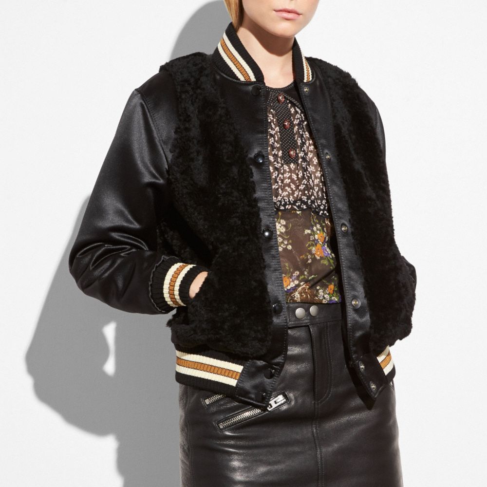 shearling varsity jacket