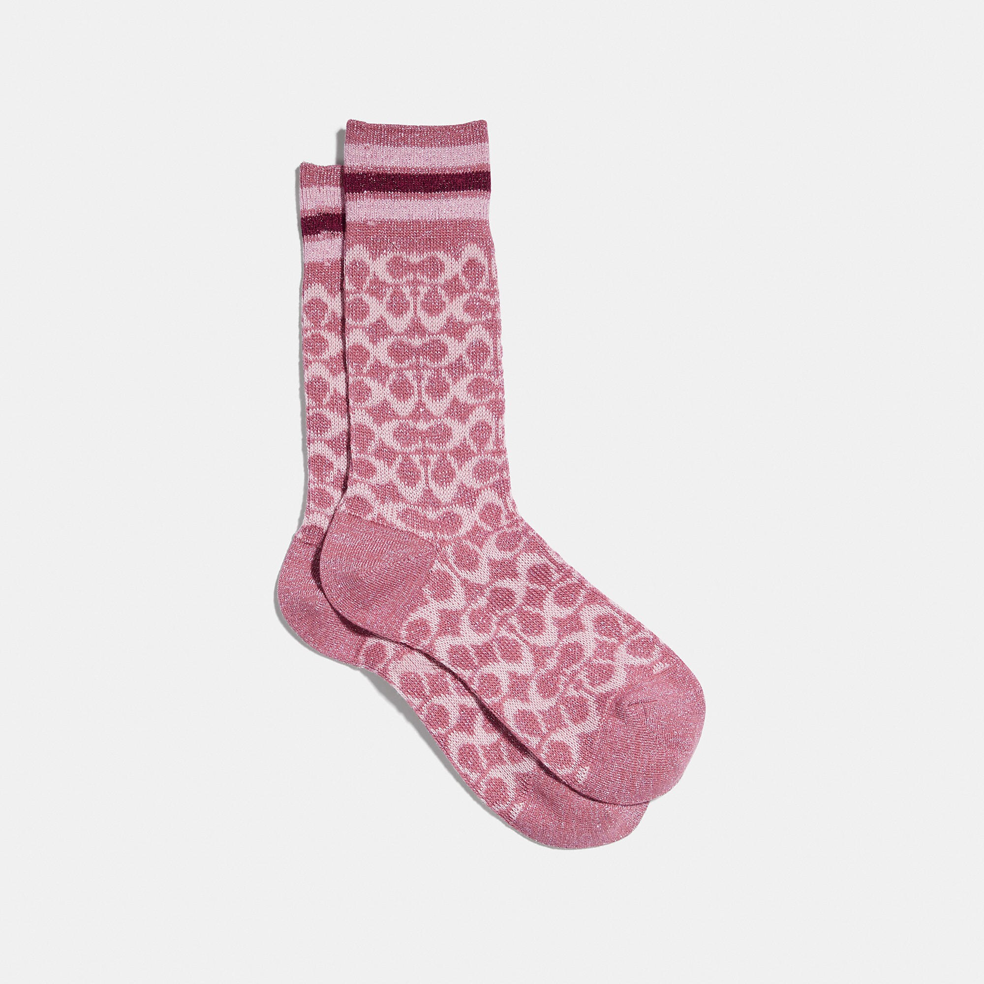 Coach Signature Socks In Pink