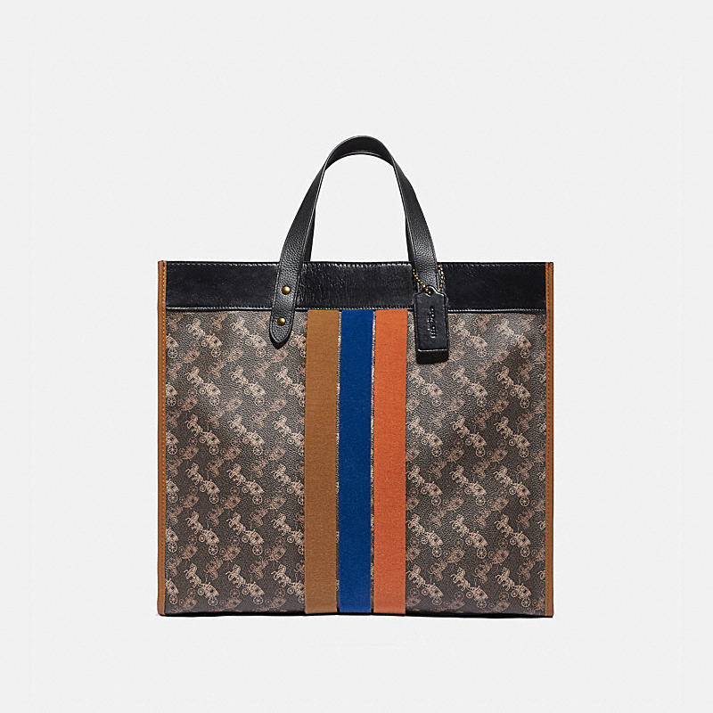 FIELD TOTE 40 WITH HORSE AND CARRIAGE PRINT AND VARSITY STRIPE