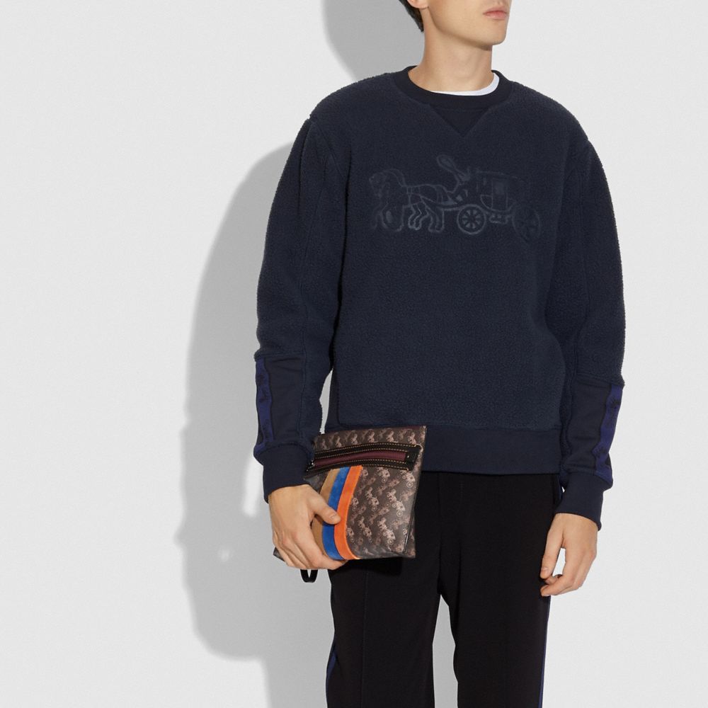 Coach Academy Pouch With Horse and Carriage Print and Varsity Stripe Brown/Tan VIP SALE Men's Sale Accessories Alternate View 2