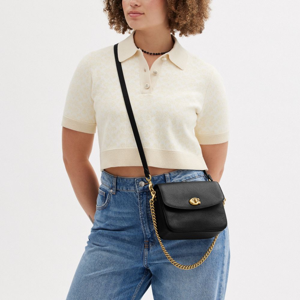 COACH®, Polished Pebbled Leather Cassie Crossbody 19,,Scale View