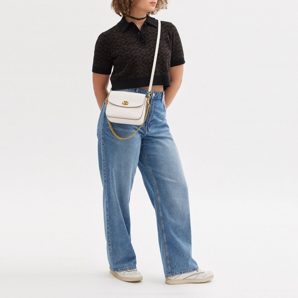 COACH®, Polished Pebbled Leather Cassie Crossbody 19,,Scale View