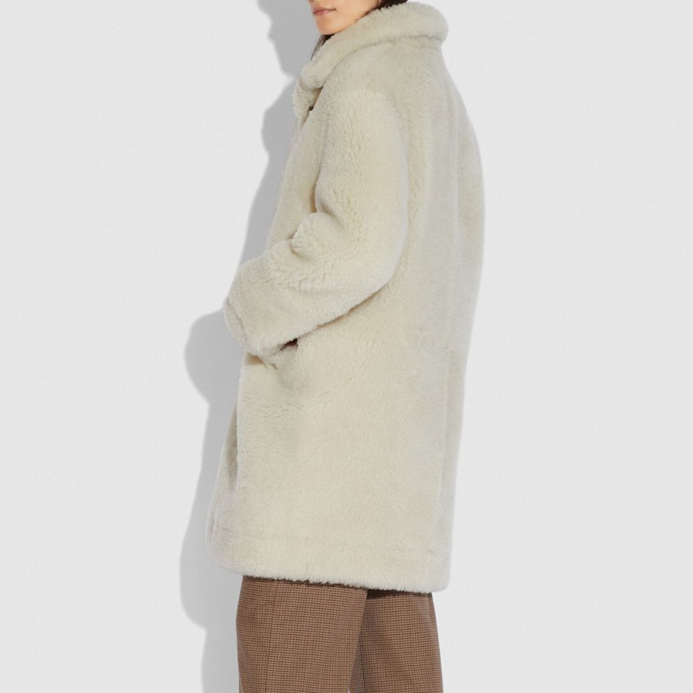 Coach Shearling Coat Cream SALE Alternate View 2