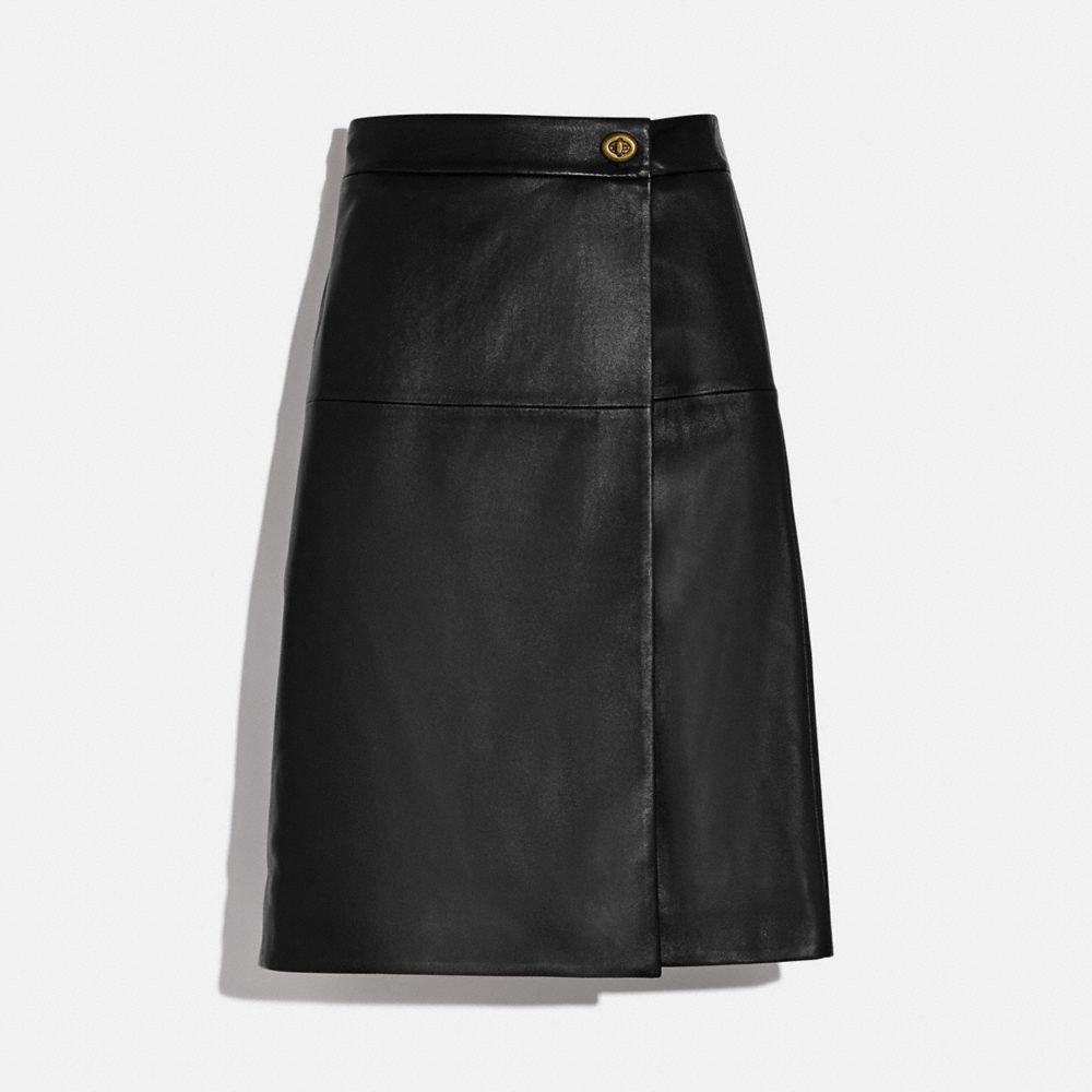 white wrap leather skirt