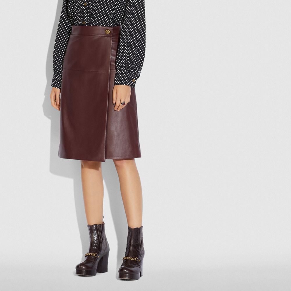COACH Leather Skirt With Turnlock