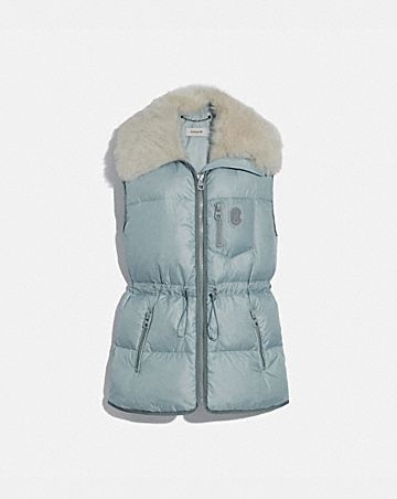 COACH: Puffer Vest With Removable Shearling Collar