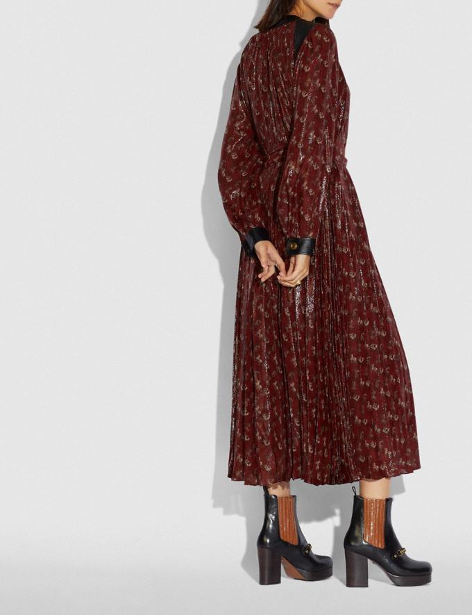 COACH: Lurex Horse And Carriage Print Pleated Dress