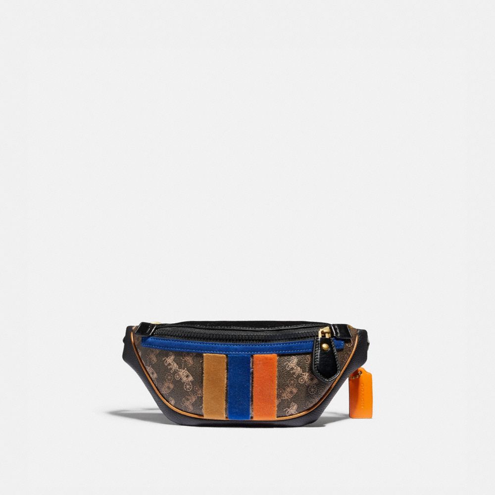 rivington belt bag 7 with horse and carriage print and varsity stripe
