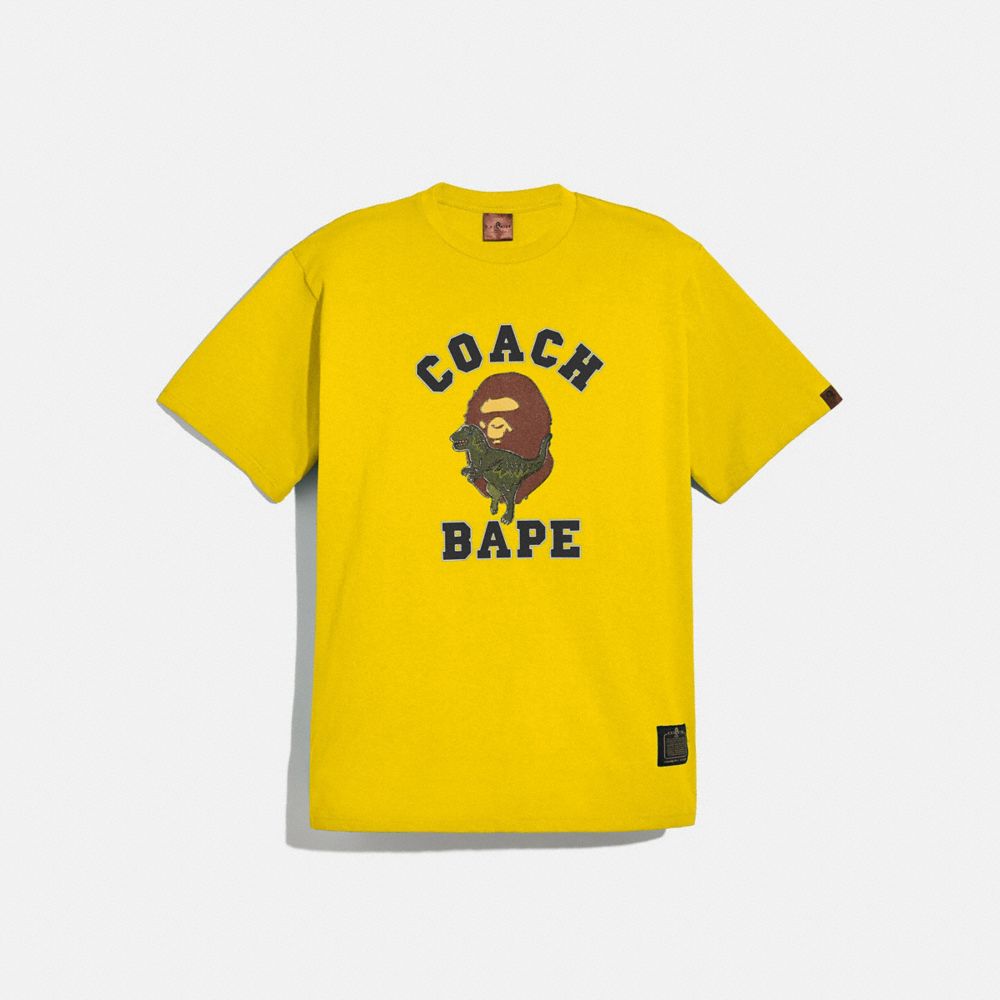 blue and yellow bape shirt