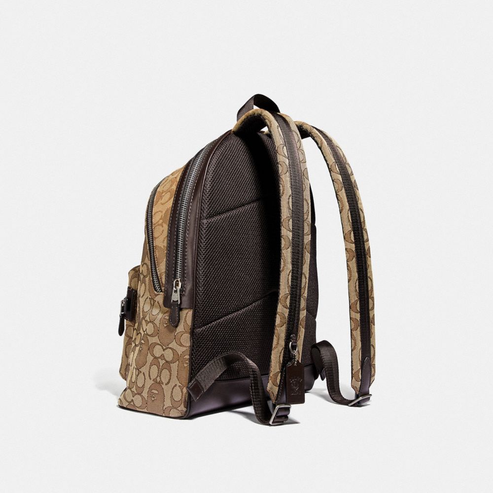 BAPE X COACH ACADEMY BACKPACK IN SIGNATURE JACQUARD WITH APE HEAD - Alternate View 1