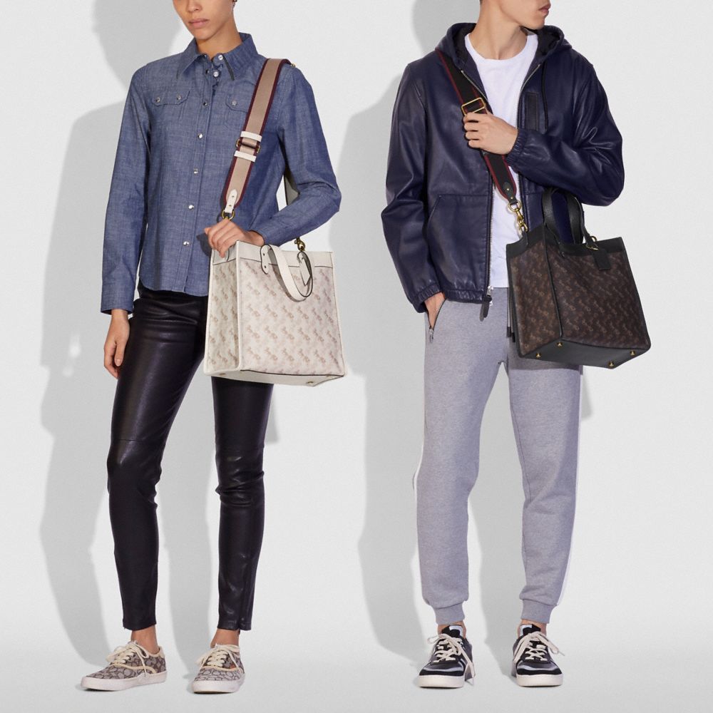 Coach Field Tote With Horse and Carriage Print B4/Truffle Black Women Bags Totes Alternate View 5