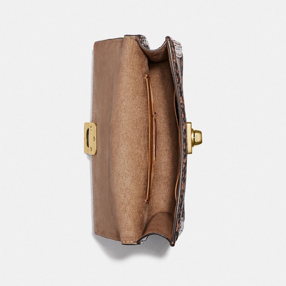 HUTTON BELT BAG IN BLOCKED SIGNATURE CANVAS WITH SNAKESKIN DETAIL - Alternate View 3