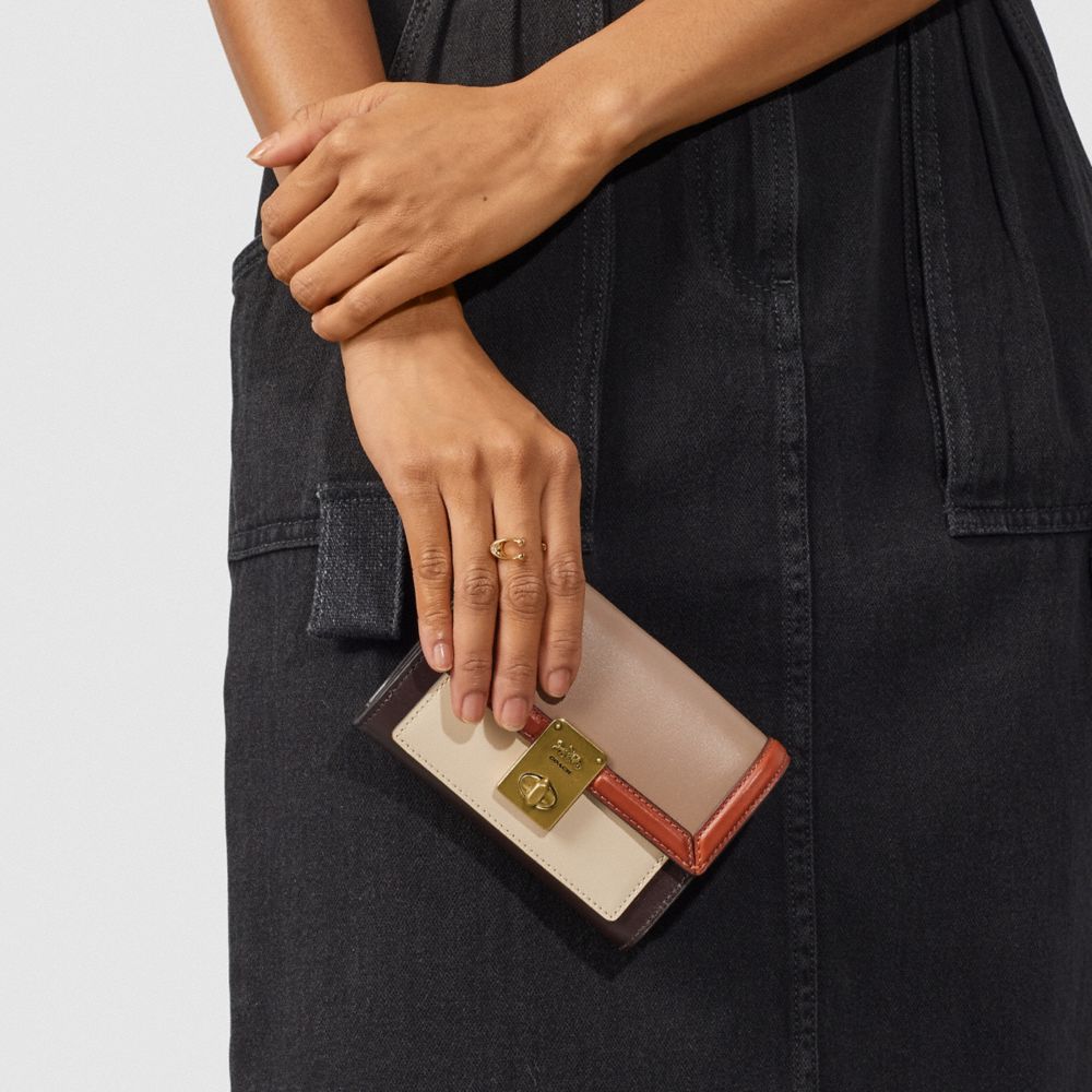 Coach Hutton Wallet in Colorblock Brass/Taupe Ginger Multi Bags WOMEN'S COLLECTIONS Hutton Alternate View 4