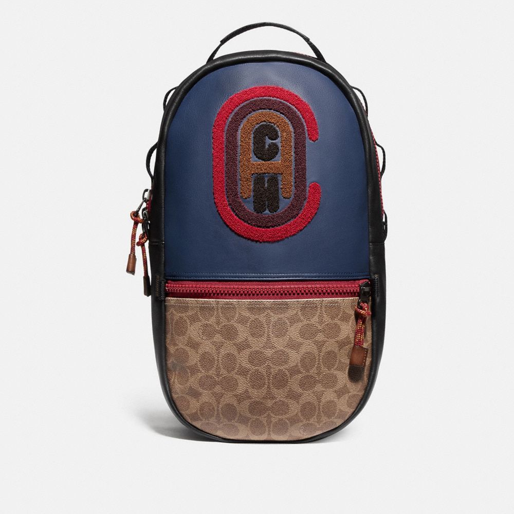 pacer backpack in colorblock signature canvas with coach patch