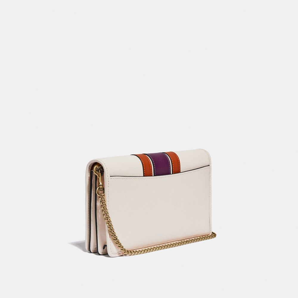 CALLIE FOLDOVER CHAIN CLUTCH WITH VARSITY STRIPE - Alternate View 1