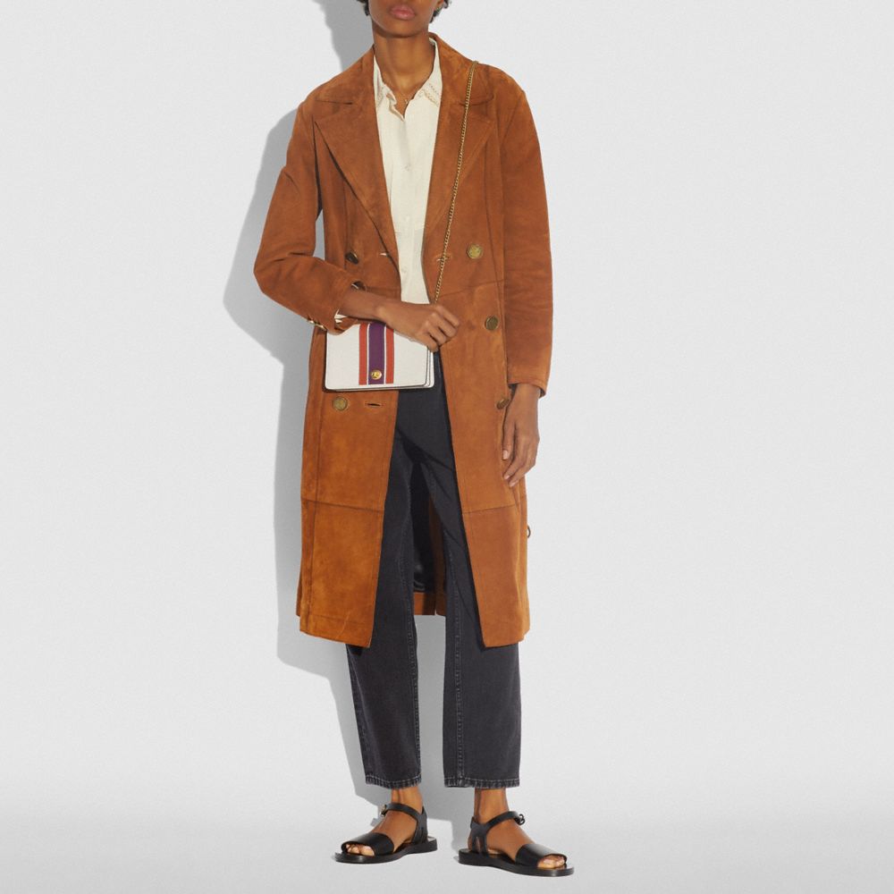 CALLIE FOLDOVER CHAIN CLUTCH WITH VARSITY STRIPE - Alternate View 3