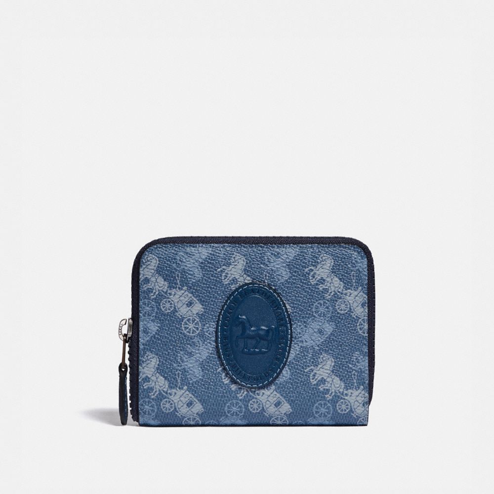 COACH Small Zip Around Wallet With Horse And Carriage Print And