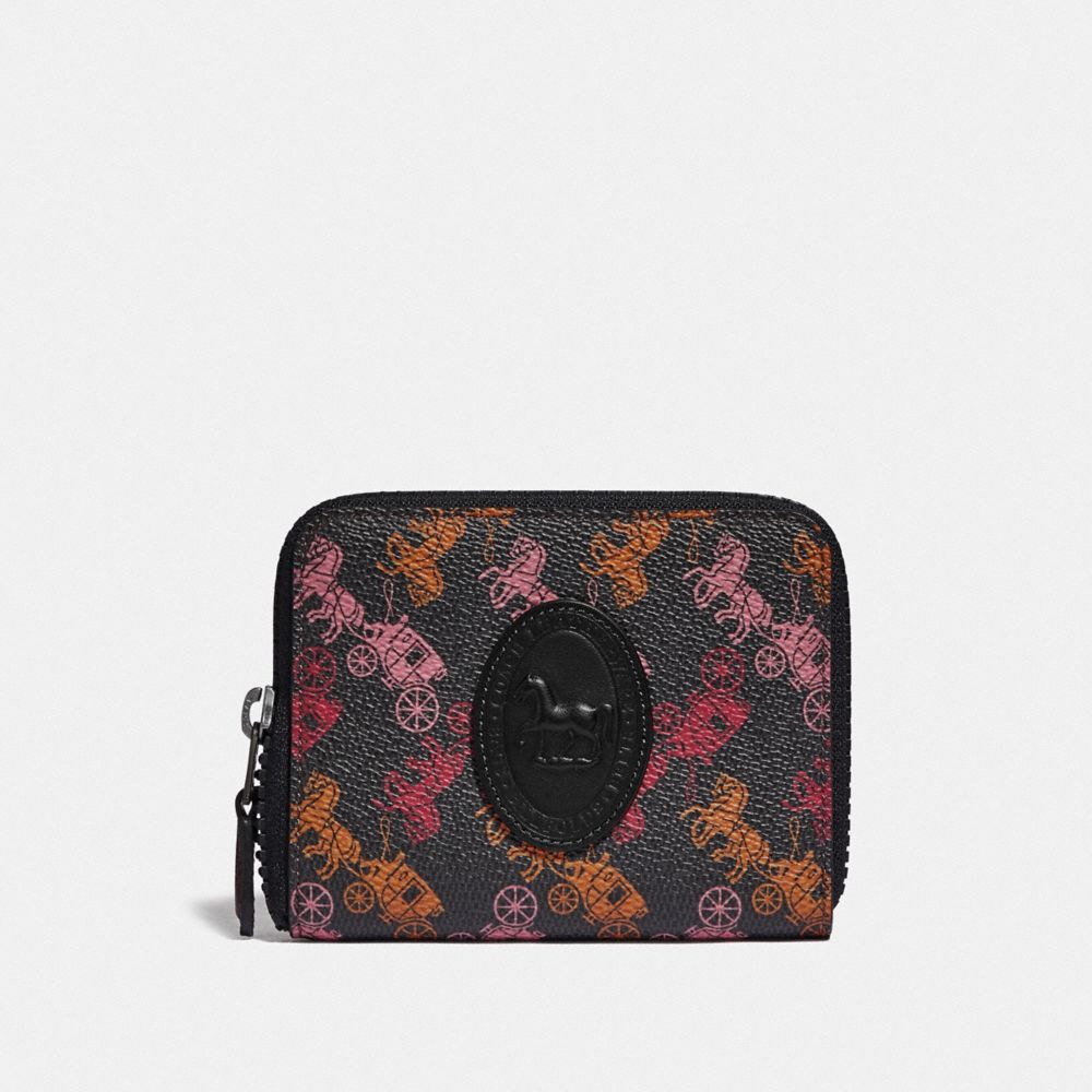 Coach Small Zip Around Wallet With Horse And Carriage Print And Archive Patch