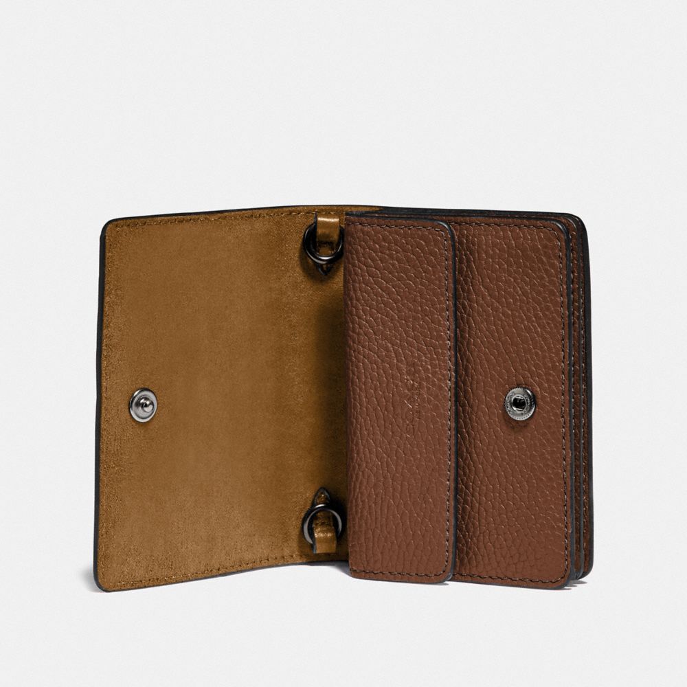 coach accordion card case with chain