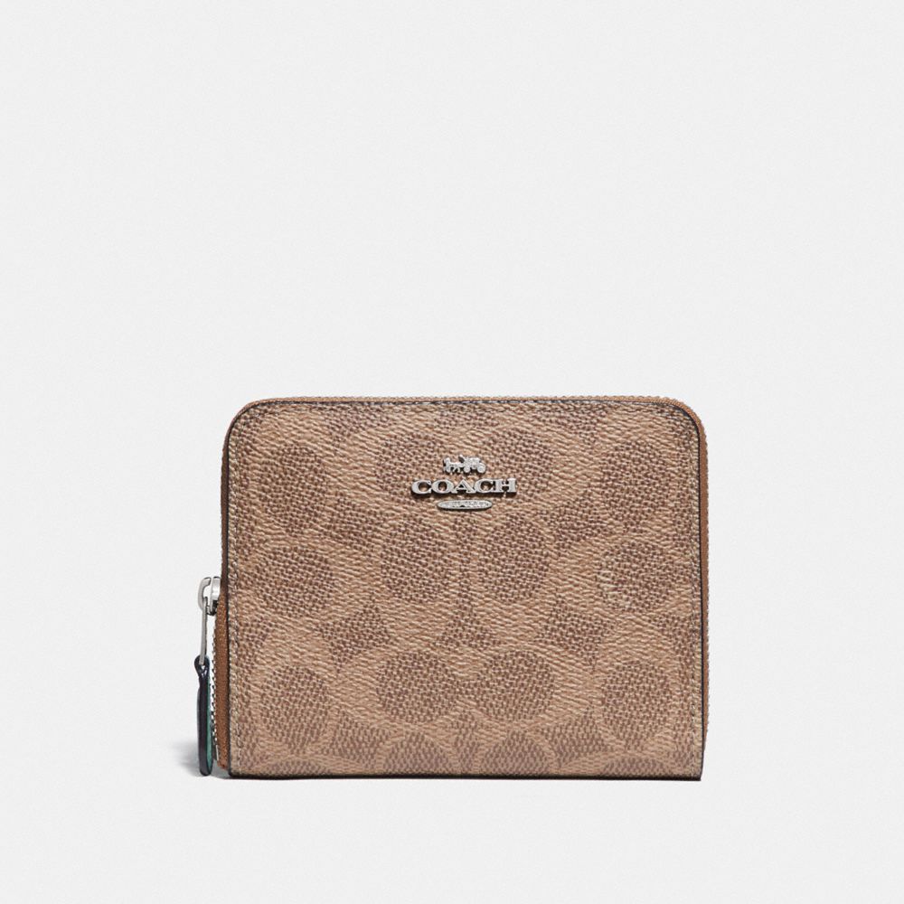 Coach Small Zip Around Wallet In Signature Canvas