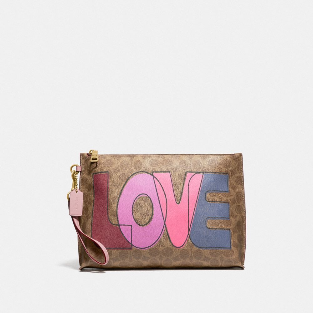 charlie pouch in signature canvas with love print