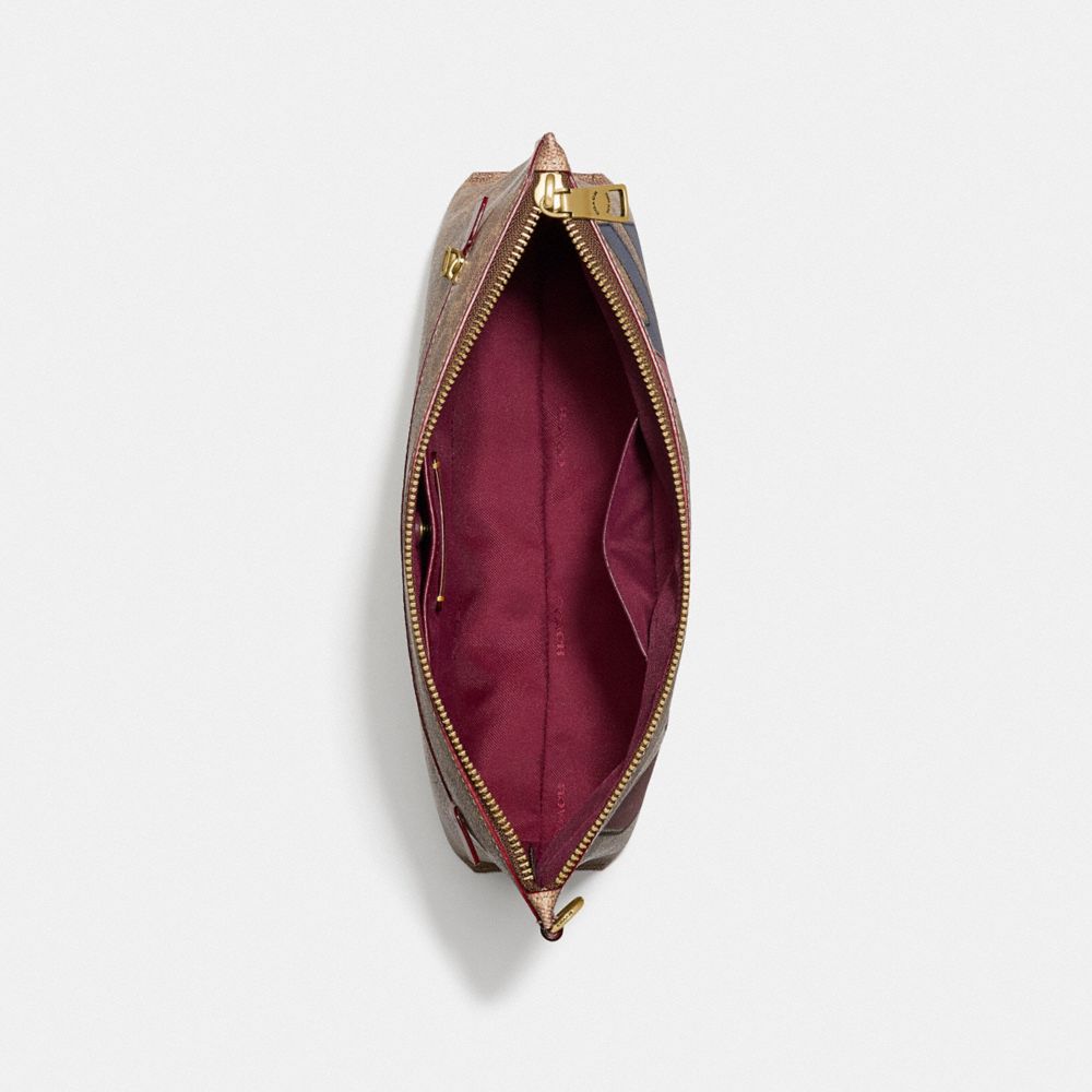 Coach Charlie Pouch in Signature Canvas With Love Print Brass/Tan Pink Multi Women Small Leather Goods Wristlets Alternate View 1