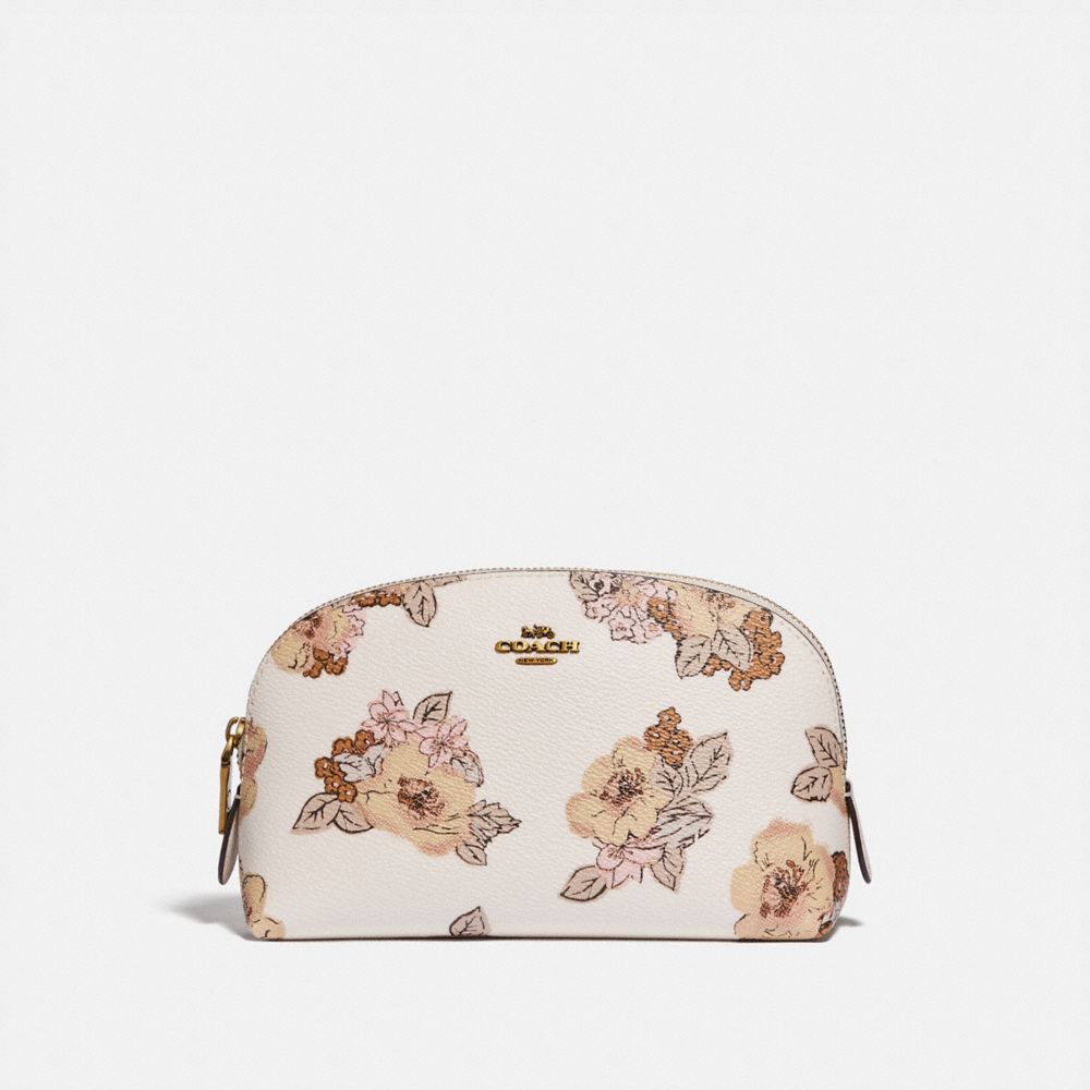 Coach Cosmetic Case 17 With Floral Bouquet Print In Brass/chalk ModeSens