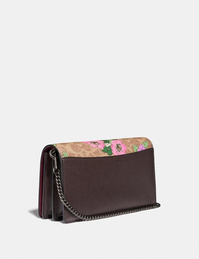 COACH: Callie Foldover Chain Clutch In Signature Canvas With Blossom Print