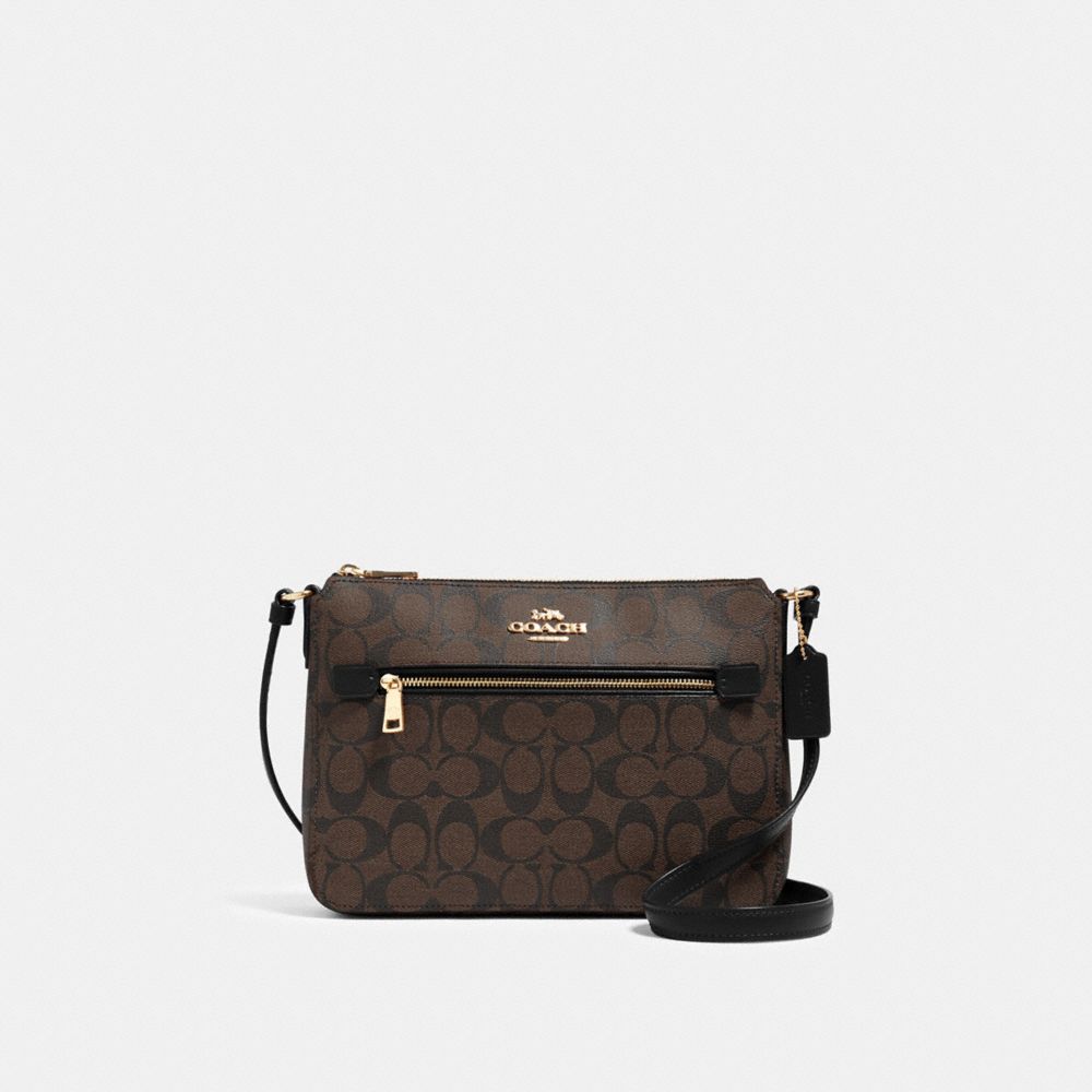 coach signature zip file crossbody bag