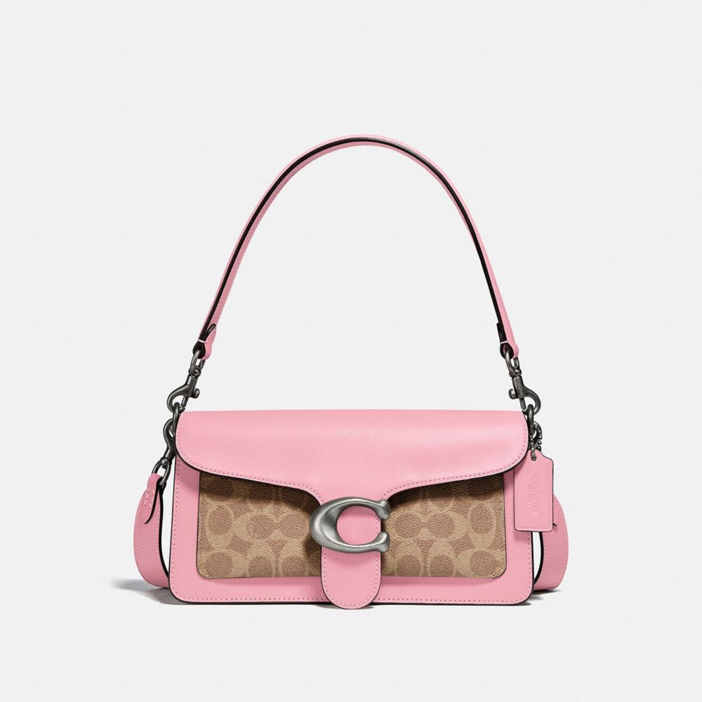 Coach Tabby Shoulder Bag 26 With Signature Canvas In Pink/beige In