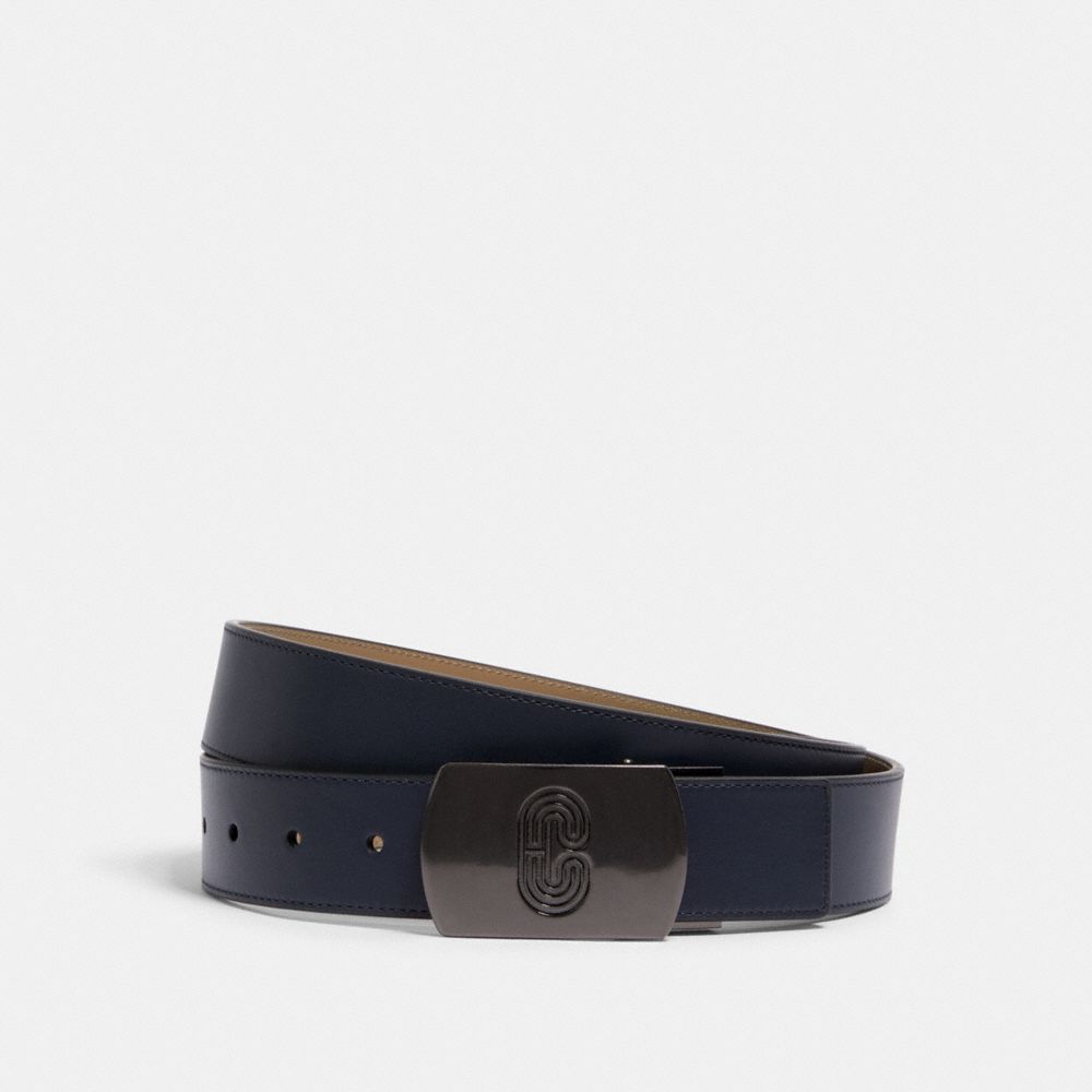 men's plaque buckle belt