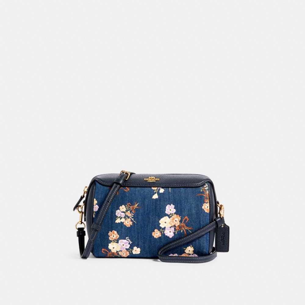 coach blue floral crossbody