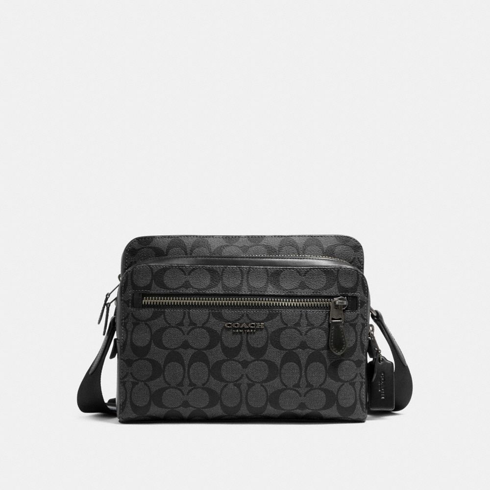 coach black camera bag